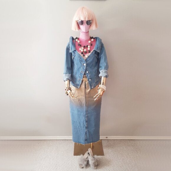 EUC Mustard Seed blue medium wash denim jacket with strap detail, M - Picture 2 of 12